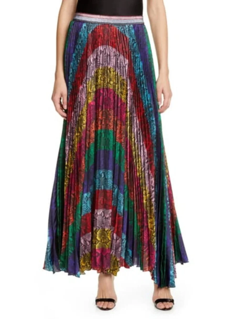 Alice + Olivia Katz Rainbow Snake Maxi Skirt Size 12